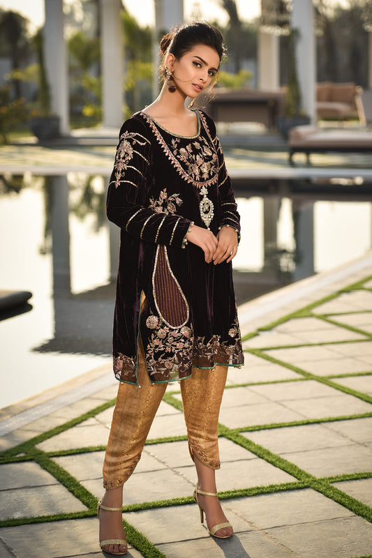 VELVET KURTA WITH PANT SHALWAR