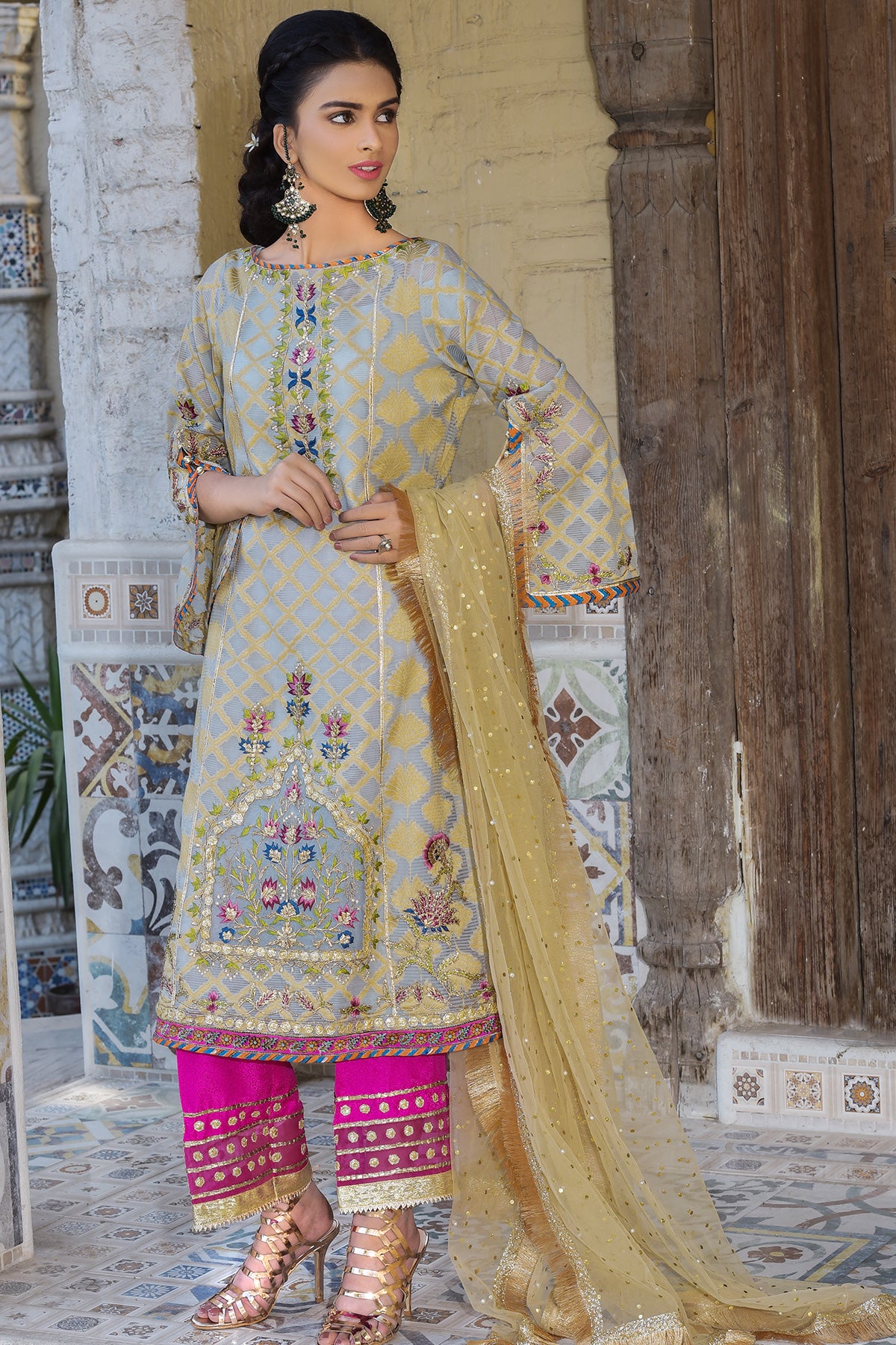 Net Mukesh Pearl Dupatta